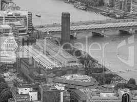 Black and white Aerial view of London