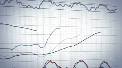 Stock market graph system - close-up panning