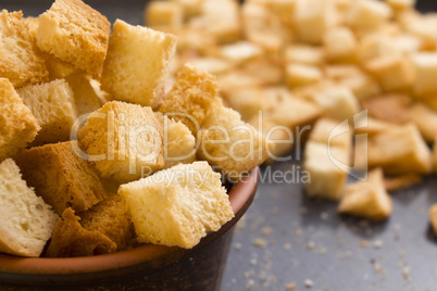 Bread crackers on a baking sheet