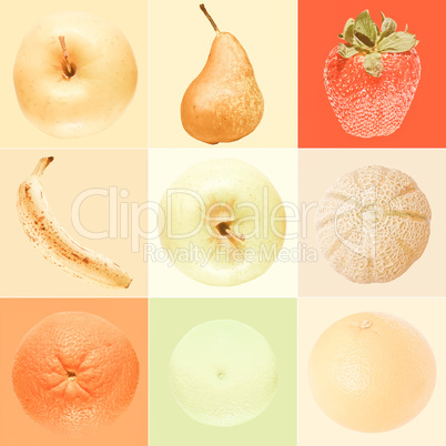 Retro looking Fruit collage