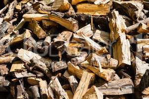 Abstract messy pile of chopped firewood