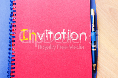 Invitation write on notebook