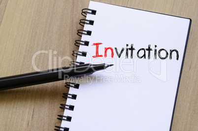 Invitation write on notebook