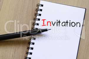 Invitation write on notebook