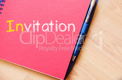 Invitation write on notebook