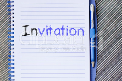 Invitation write on notebook