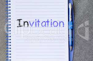 Invitation write on notebook