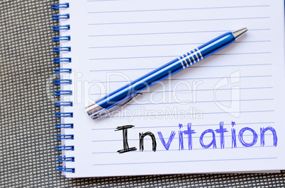 Invitation write on notebook