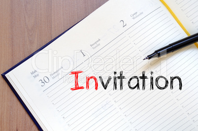 Invitation write on notebook