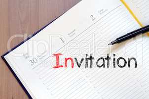 Invitation write on notebook