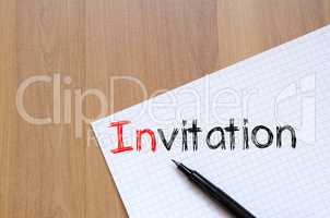 Invitation write on notebook