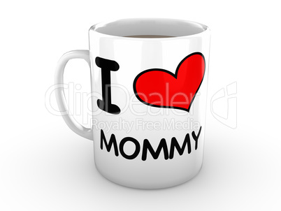 I love Mommy - Red Heart on a White Mug