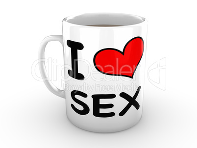 I love sex - Red Heart on a White Mug