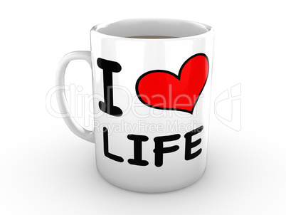 I love Life - Red Heart on a White Mug