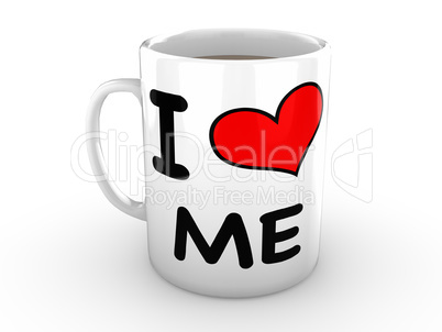I love Me - Red Heart on a White Mug