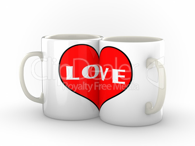 Two Coffee Mugs Showing Love
