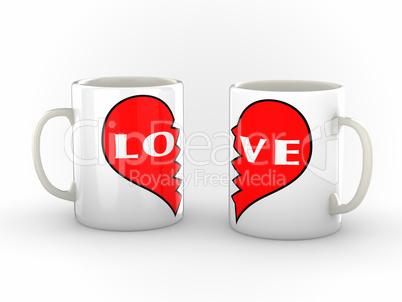 Coffee Mugs of  a Broken Hearted Couple