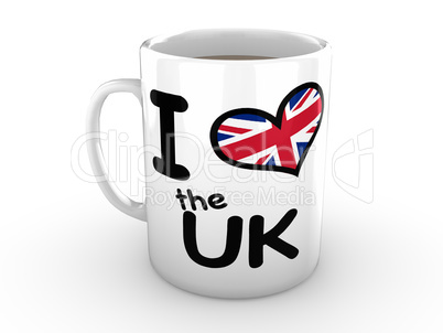 I love the UK - Red Heart on White Mug