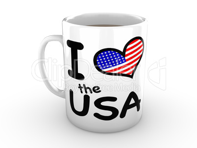 I love the USA - Union Flag Heart on White Mug