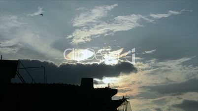 Clouds on blue sky, time lapse