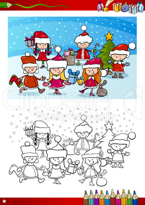 santa claus group coloring page