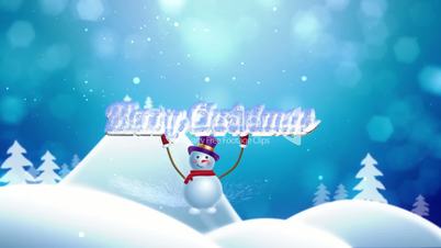 Snowman brings "Merry Christmas"