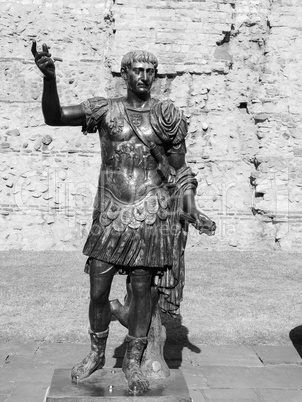 Black and white Trajan statue in London