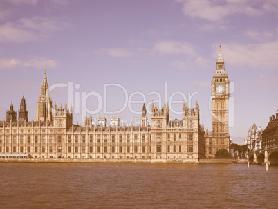 Retro looking Houses of Parliament in London