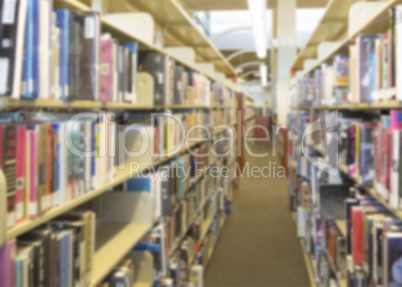 Blurry Library Aisle Background