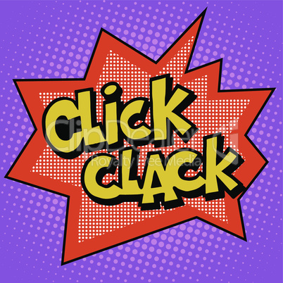 click clack inscription style comic books