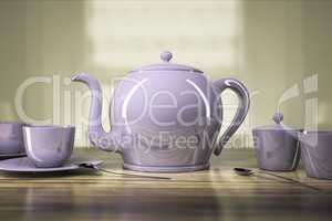 teapot and teacups