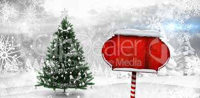 Composite image of santa sign