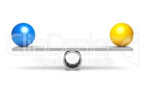 blue and yellow ball