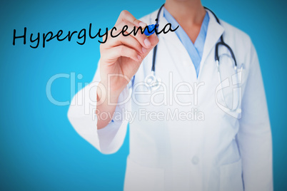 Hyperglycemia against blue background with vignette