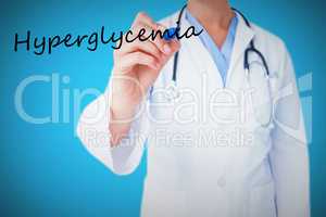 Hyperglycemia against blue background with vignette