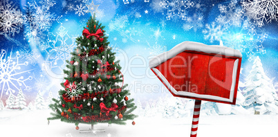 Composite image of santa sign