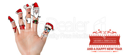 Composite image of christmas caroler fingers