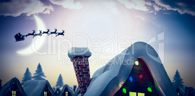 Santa delivery presents to village Santa delivery presents to village