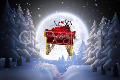 Composite image of santa flying his sleigh