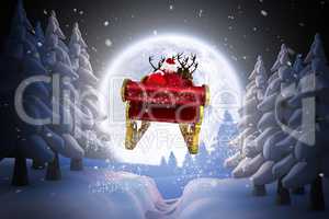 Composite image of santa flying his sleigh