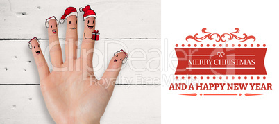 Composite image of christmas caroler fingers