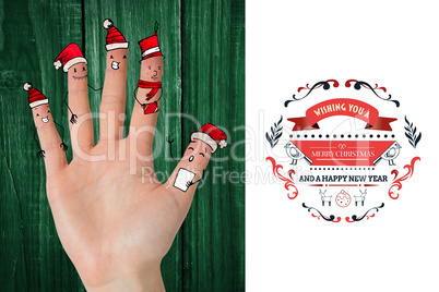 Composite image of christmas caroler fingers