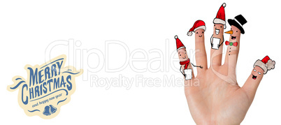 Composite image of christmas caroler fingers