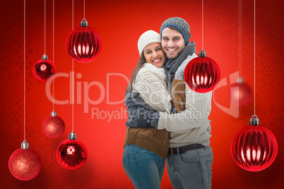 Composite image of young winter couple