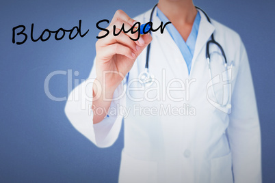 Blood sugar against blue background