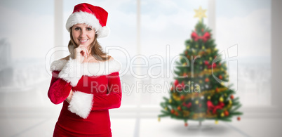 Composite image of pretty girl in santa outfit