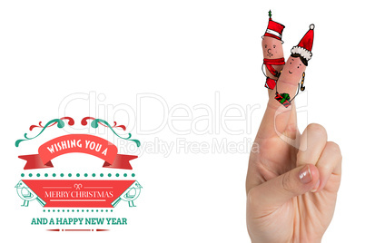Composite image of christmas fingers