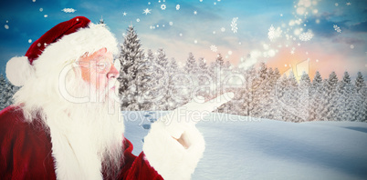 Composite image of santa claus blowing