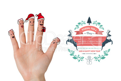 Composite image of christmas caroler fingers