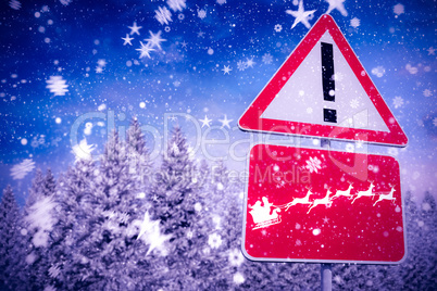 Composite image of christmas road sign